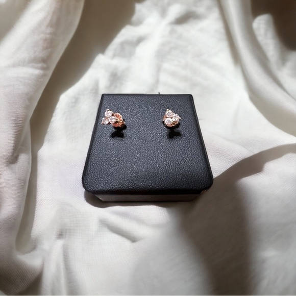 14K Rose Gold 1/3 CTW Natural Diamond Three-Stone Stud Earrings - Picture 7 of 9